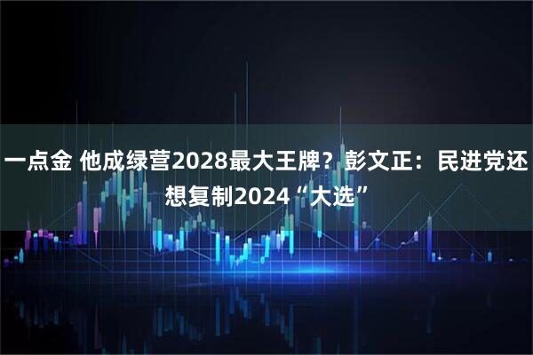 一点金 他成绿营2028最大王牌？彭文正：民进党还想复制2024“大选”